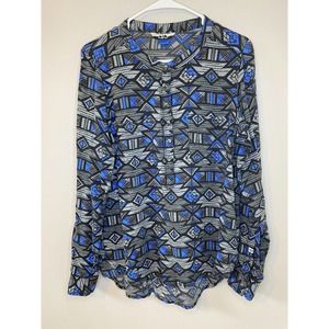 Kavu Women's Size XS Black Blue Tunic Top Southwestern Aztec Lightweight‎